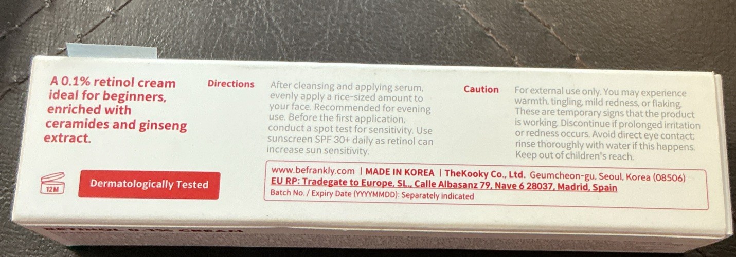 FRANKLY Lot 3 X Retinol 0.1% Anti Wrinkle Repair Cream Anti-Aging Korean Beauty