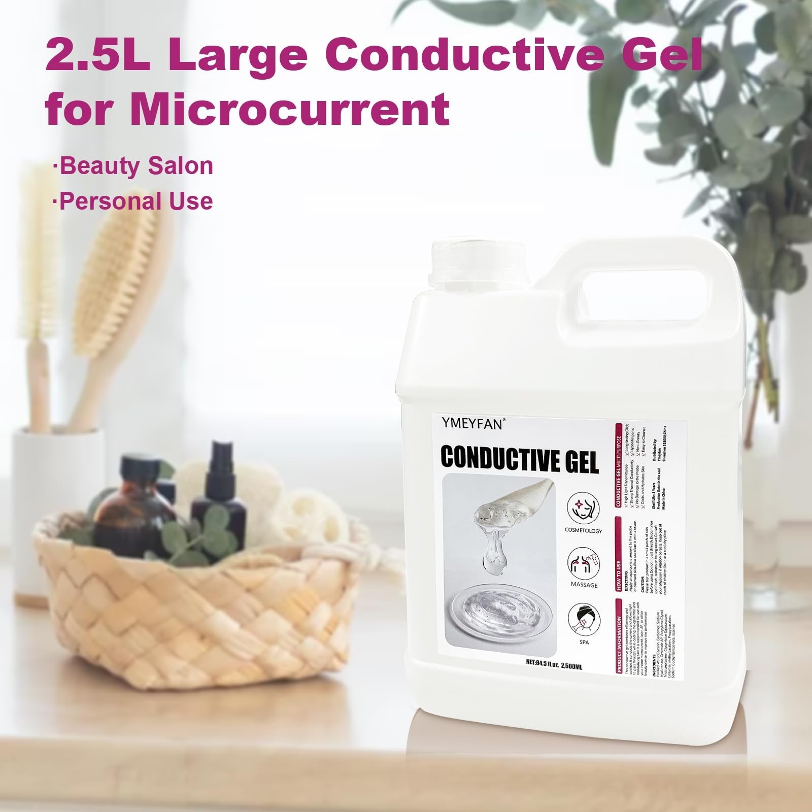 2.5L Conductive Gel for Microcurrent Facial & RF Laser Hair Removal, Hydrating,
