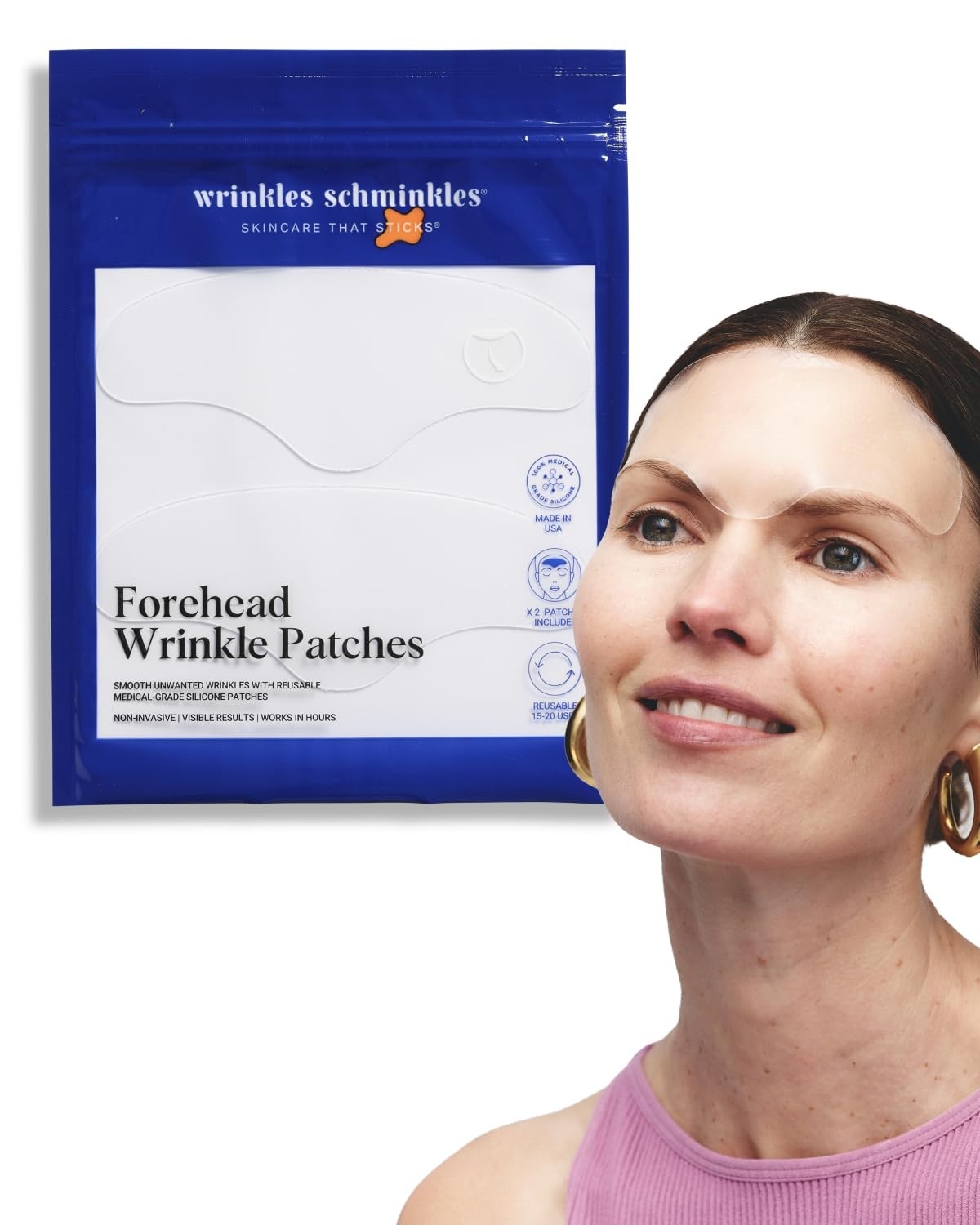 Reusable Forehead Wrinkle Patches – Medical Grade Silicone Smoothing Pads 2-Pack