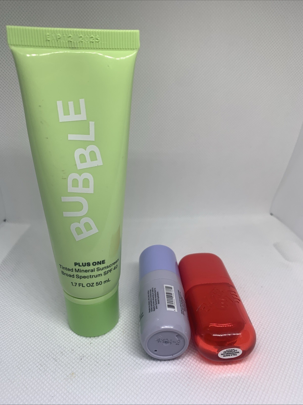 Bubble 3 Piece Set- Lip Serum, Tinted Sunscreen, Hydration Boosting Serum Travel