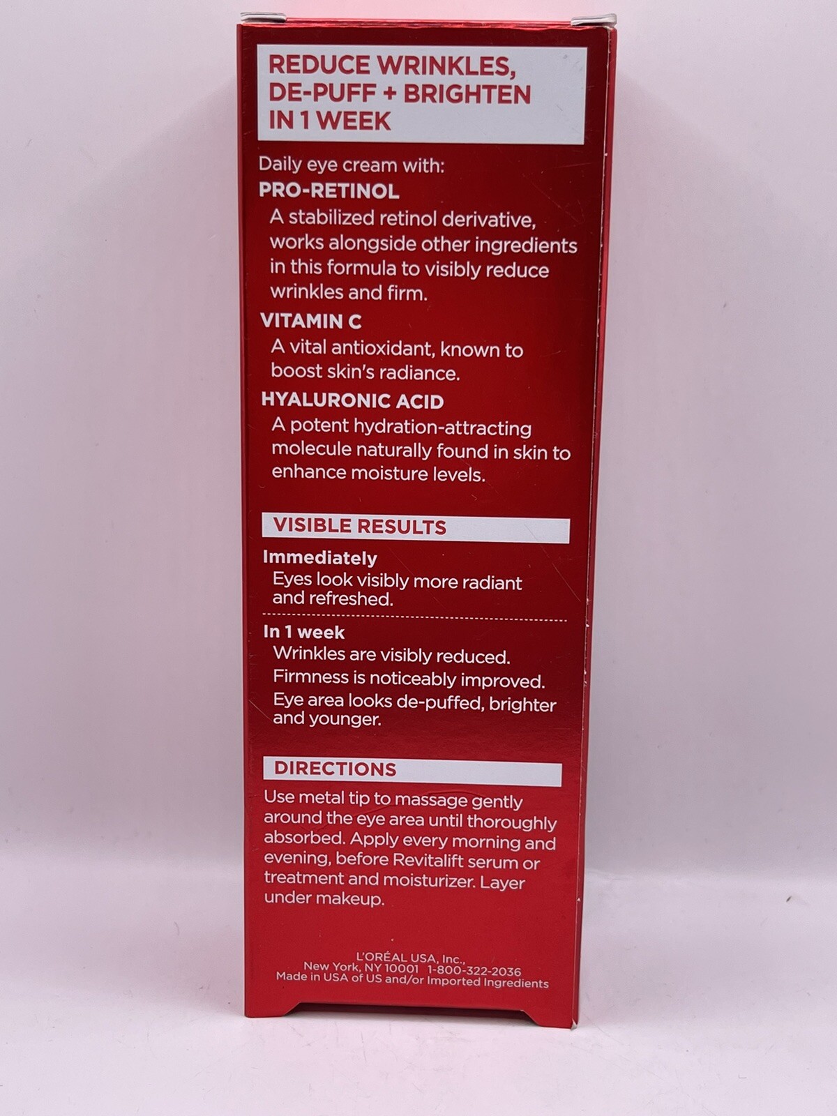 L’oreal Revitalift Triple Power Anti Aging Eye Cream 0.5oz / 15ml
