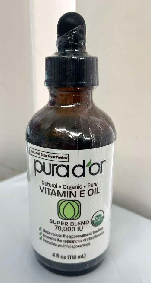 PURA D’OR Natural Organic Vitamin E Oil Super Blend 70,000 IU, 4fl oz
