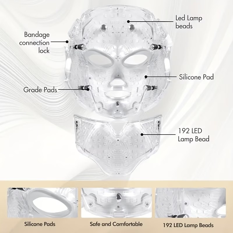 Red Light Therapy Mask 7-Color LED Face Mask Light Therapy Device with 850nm NIR