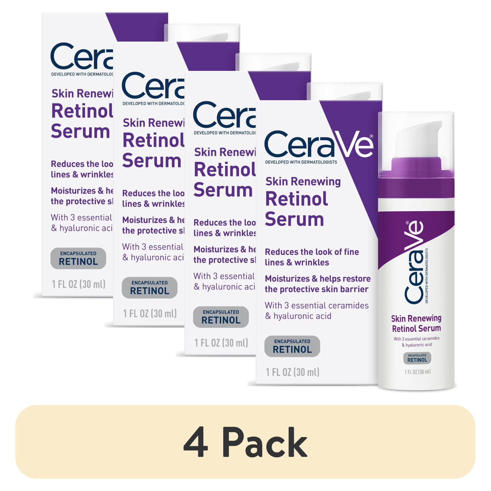 CeraVe Skin Renewing Retinol Serum, 1 oz (Pack of 4)