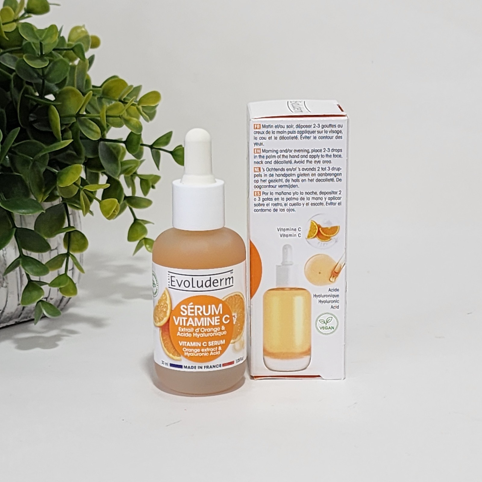 Evoluderm Vitamin C Serum with Orange Extract & Hyaluronic Acid Vegan 1.05 fl oz