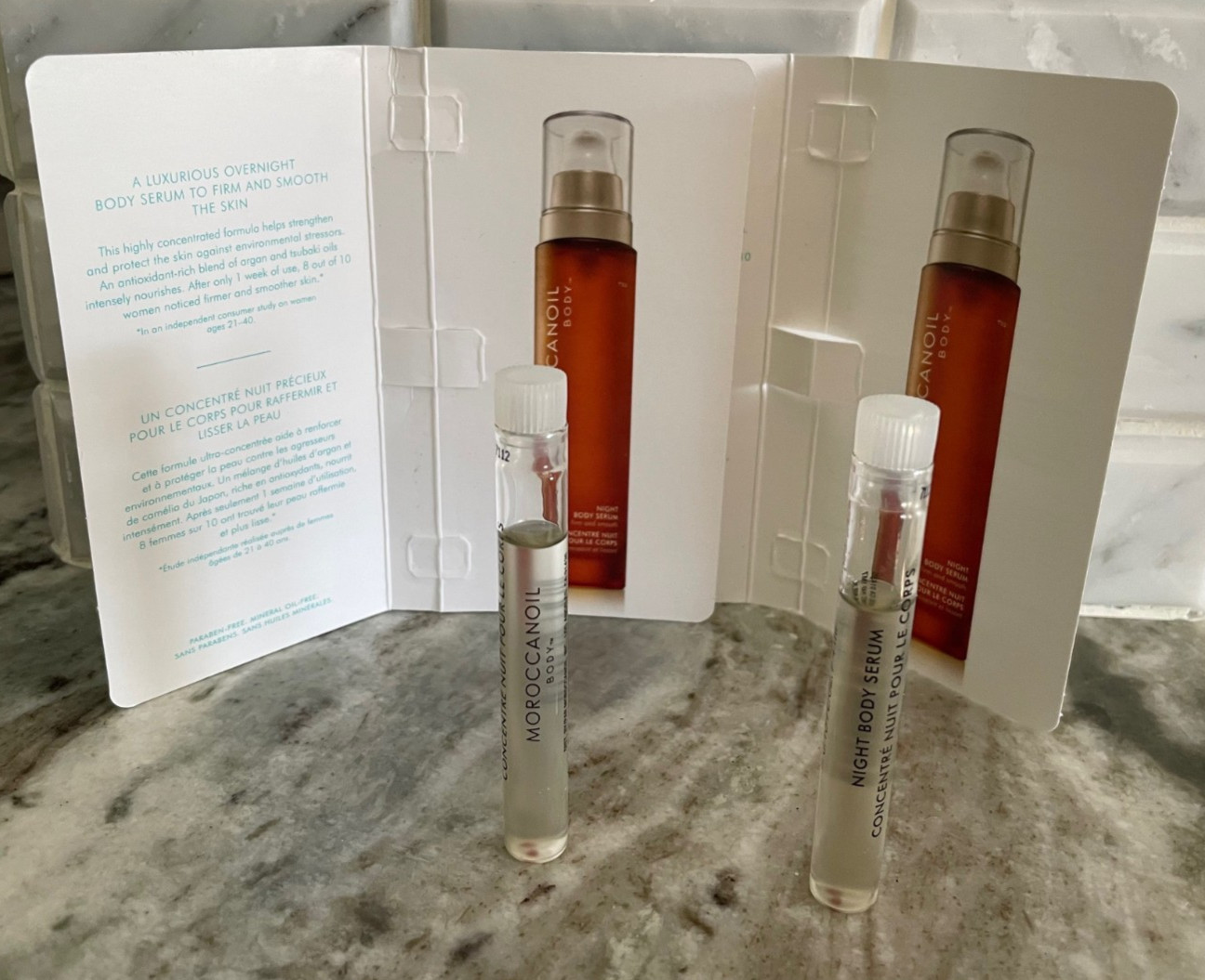 Lot of 2 Moroccan Oil Night Body Serum Deluxe Sample Vial .13oz, 4ml New in Card