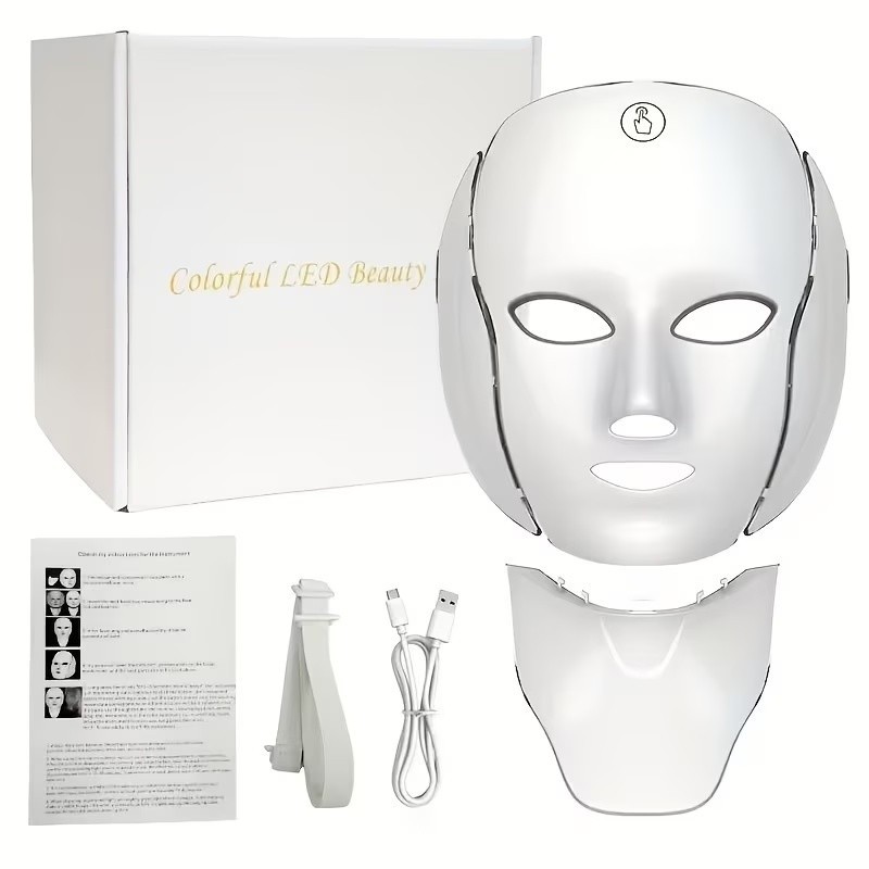 Red Light Therapy Mask 7-Color LED Face Mask Light Therapy Device with 850nm NIR