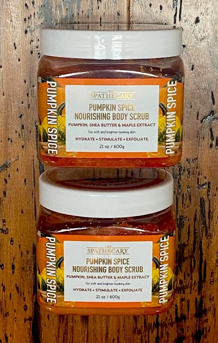 2 Pk- THE SPATHECARY-Pumpkin Spice Nourishing BODY SCRUB 21oz Shea Butter, New