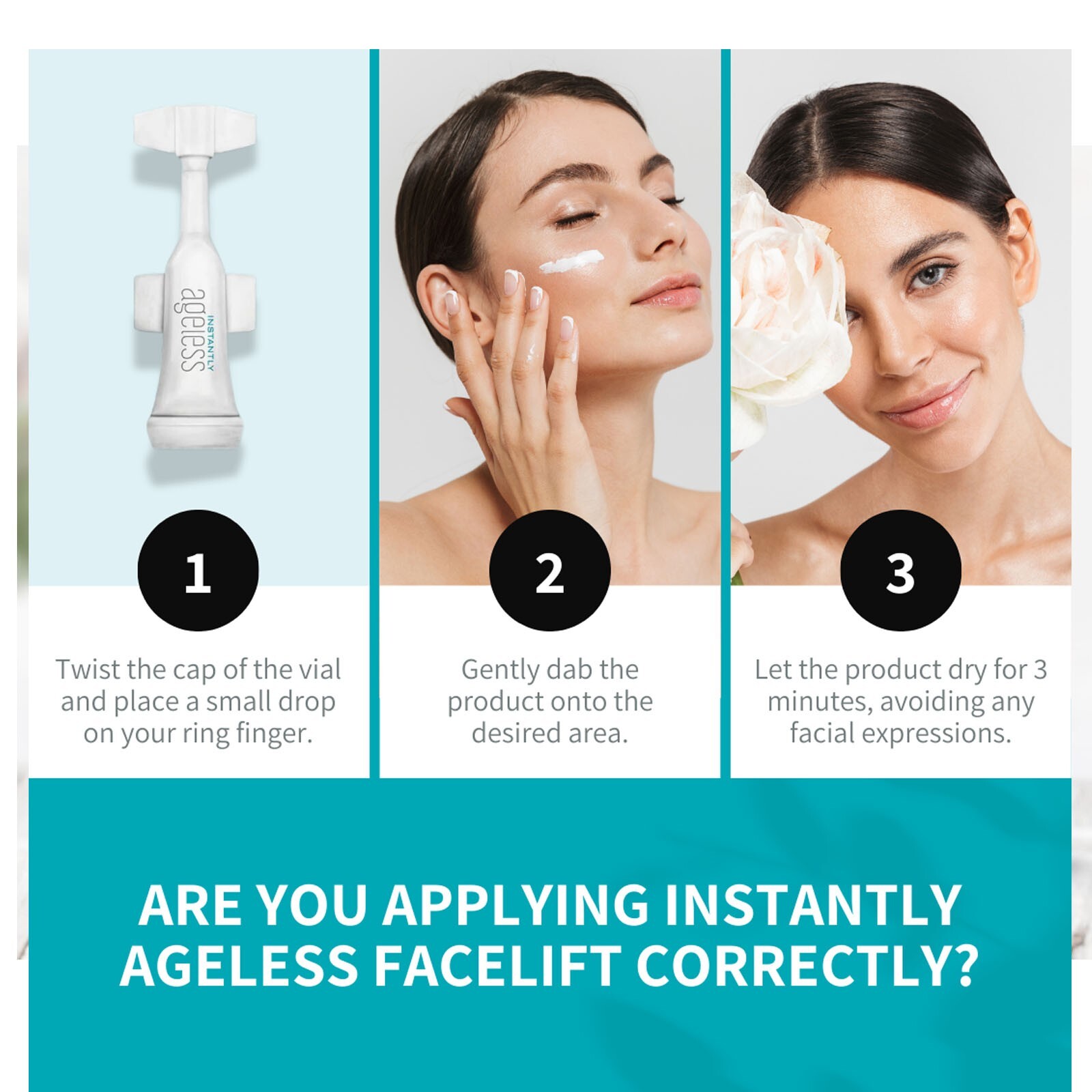 2x Boxes Instantly Ageless Face lift, Wrinkle remover 50 Vials +2 Free Eye Masks