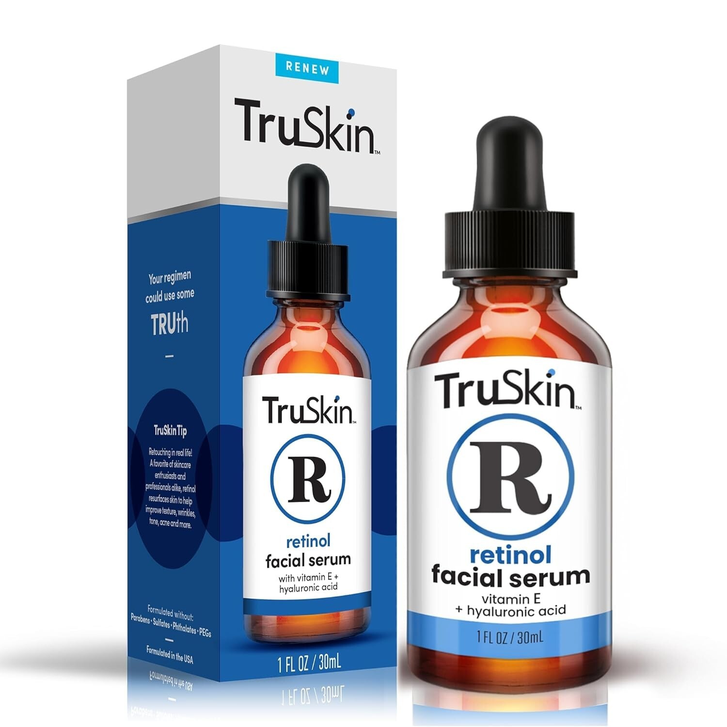 Lot of 3 TruSkin Renew Retinol Facial Serum with Vitamin E – 1 fl oz – NEW