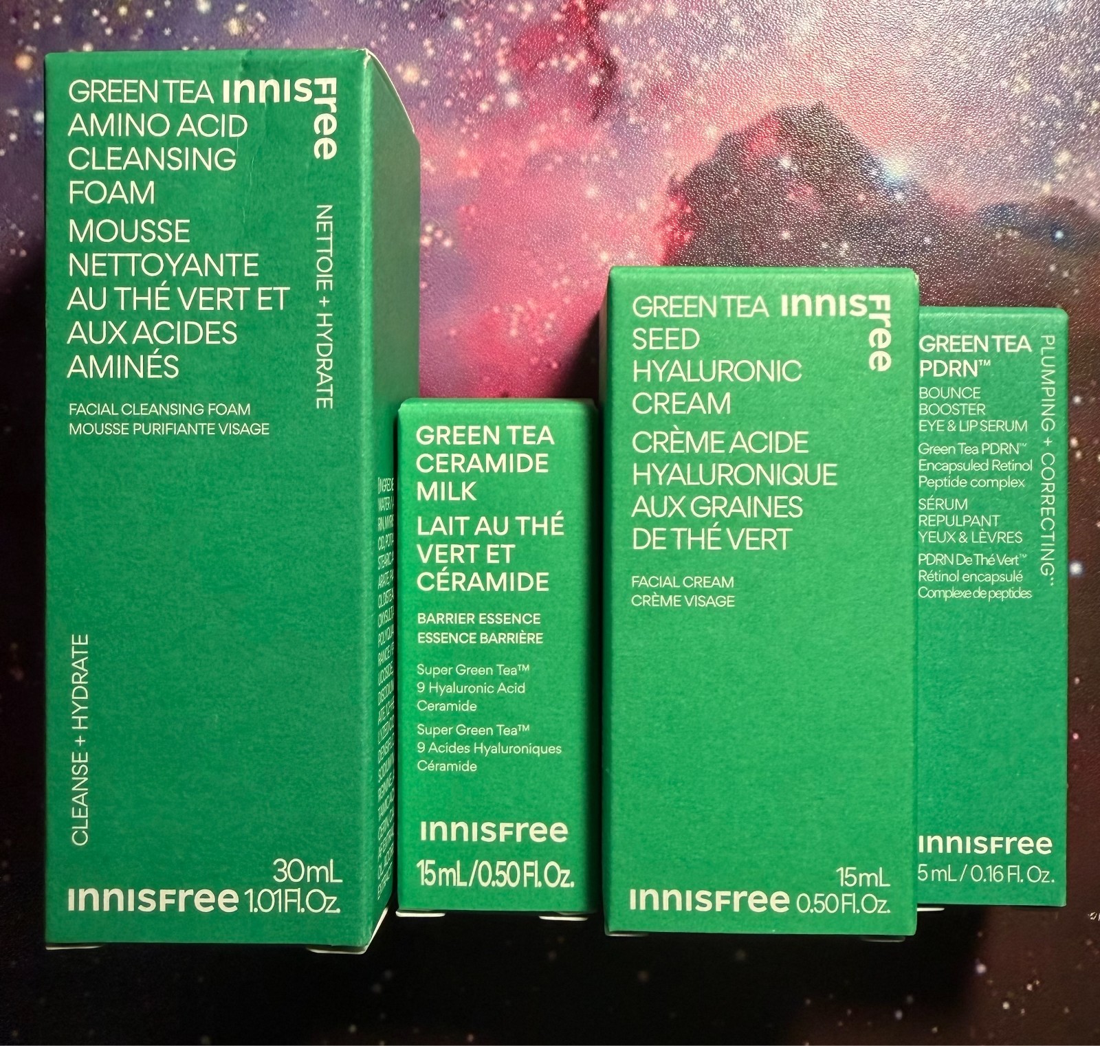 Innisfree Green Tea/PDRN x4 LOT Sample Sizes Exp 2028 NIB/Sealed