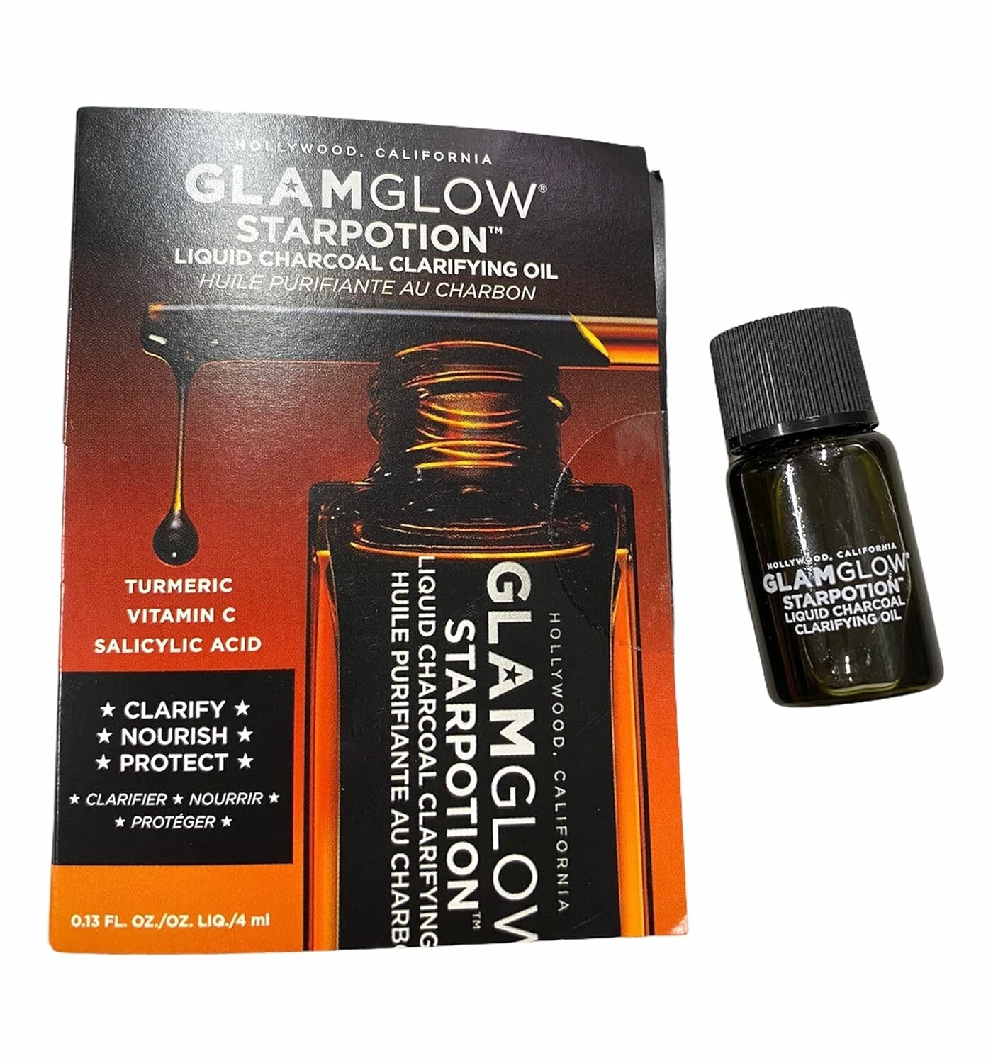 2 X GLAMGLOW STARPOTION Liquid Charcoal Clarifying Oil .13 oz / 4 ml NEW 0.13 oz