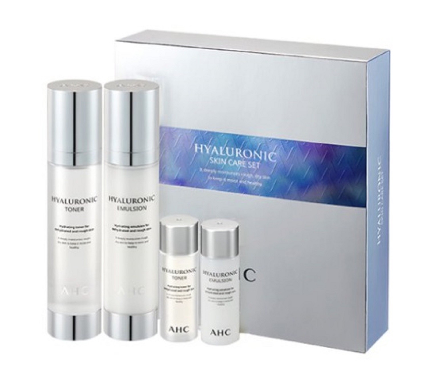 Korea cosmetic AHC Hyalruronic Toner 100ml Emulsion 100ml 2pcs Set free sample
