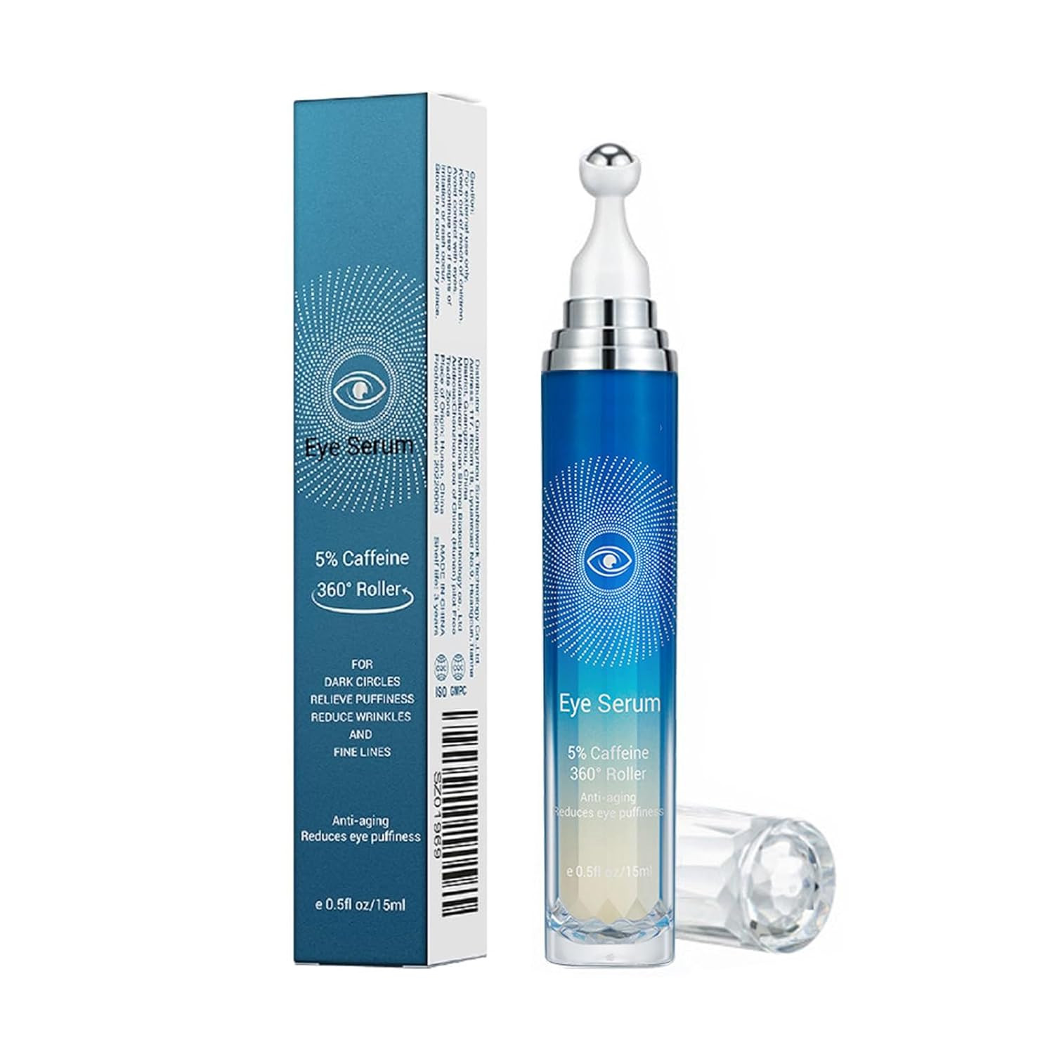 Caffeine Eye Serum Roller for Dark Circles Puffiness Wrinkles Anti Aging 5% Care