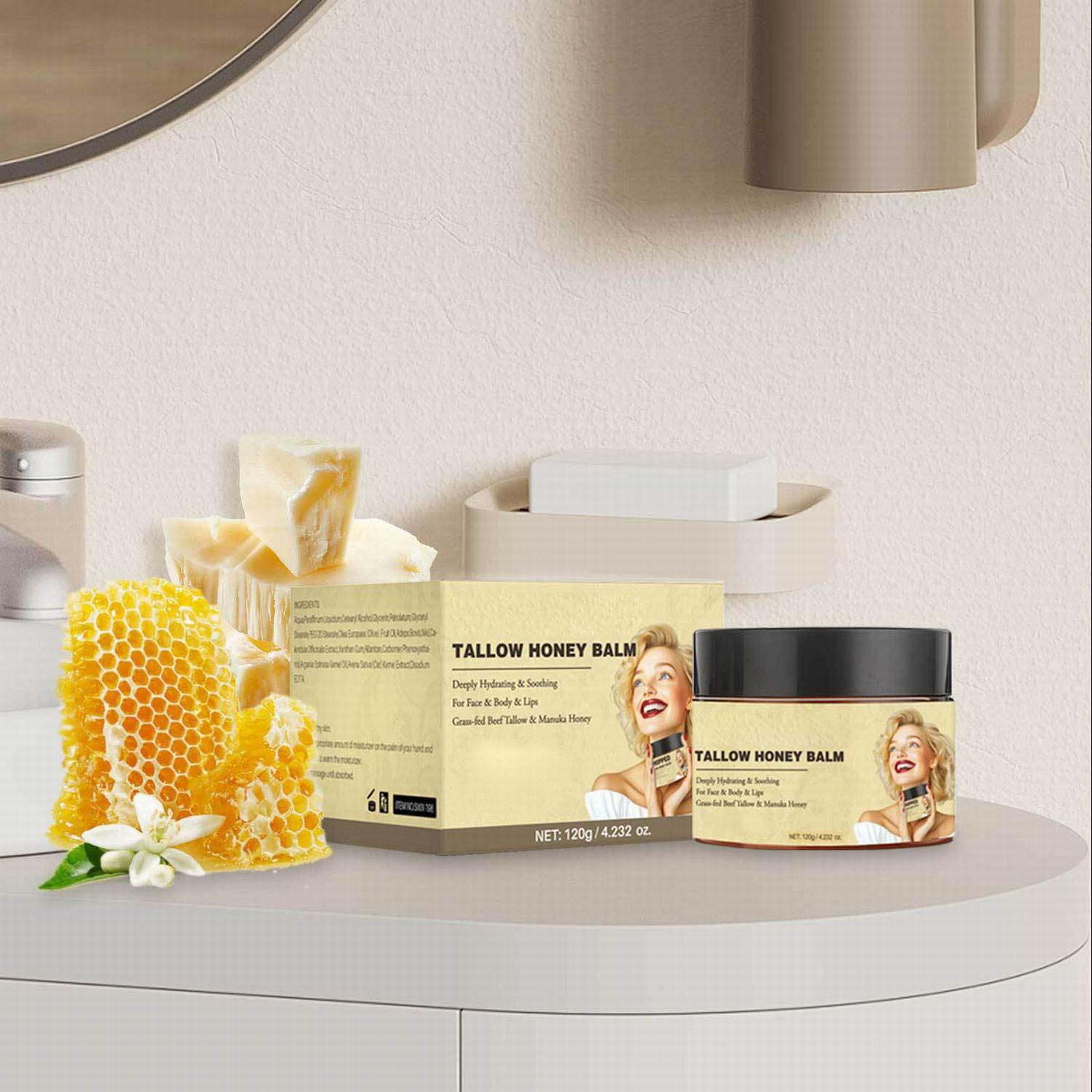 Whipped Beef Tallow and Manuka Honey Balm 4 Oz, Unscented, Grass Fed & Finished