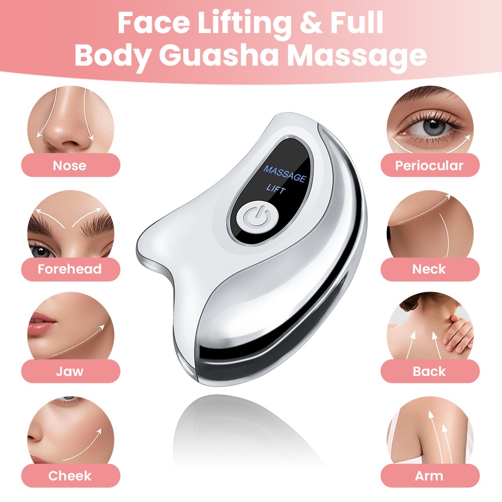 Electric Gua Sha Facial Massager Rechargeable Heating Vibration Skin Relaxation