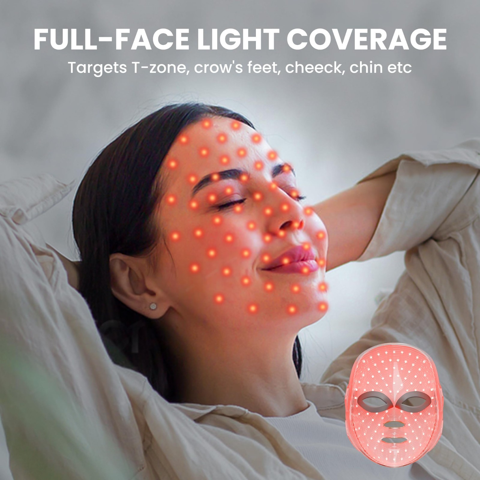 7-in-1 LED Red Light Therapy Facial Mask – Skin Care, Home & Salon Use, White