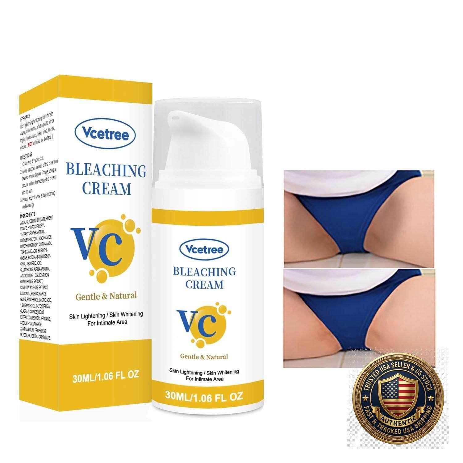 Skin Lightening Cream Dark Spot Remover for Body and Intimate Areas 1oz