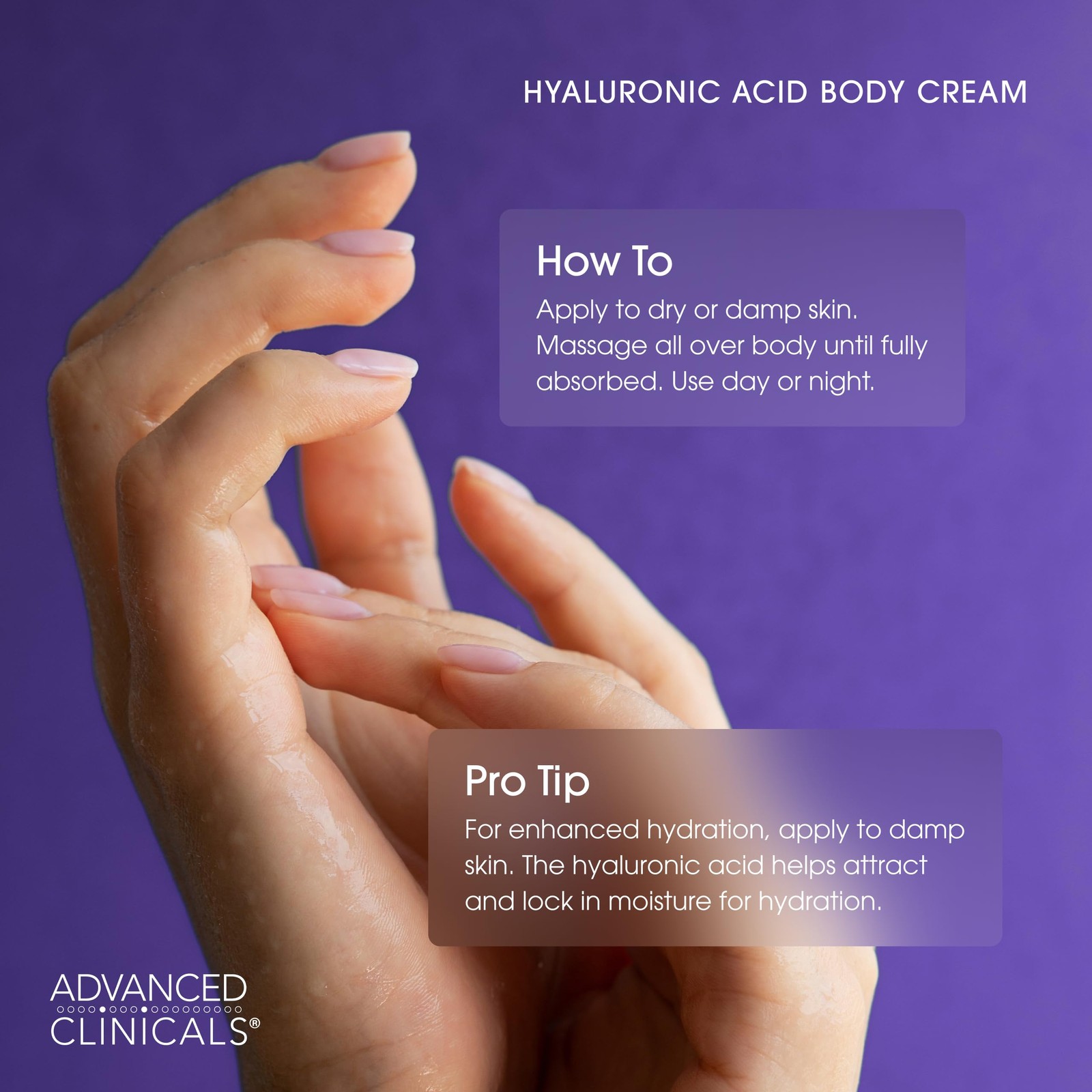 Advanced Clinicals Spa Size Hyaluronic Acid Cream for Fast Skin Hydration 16oz