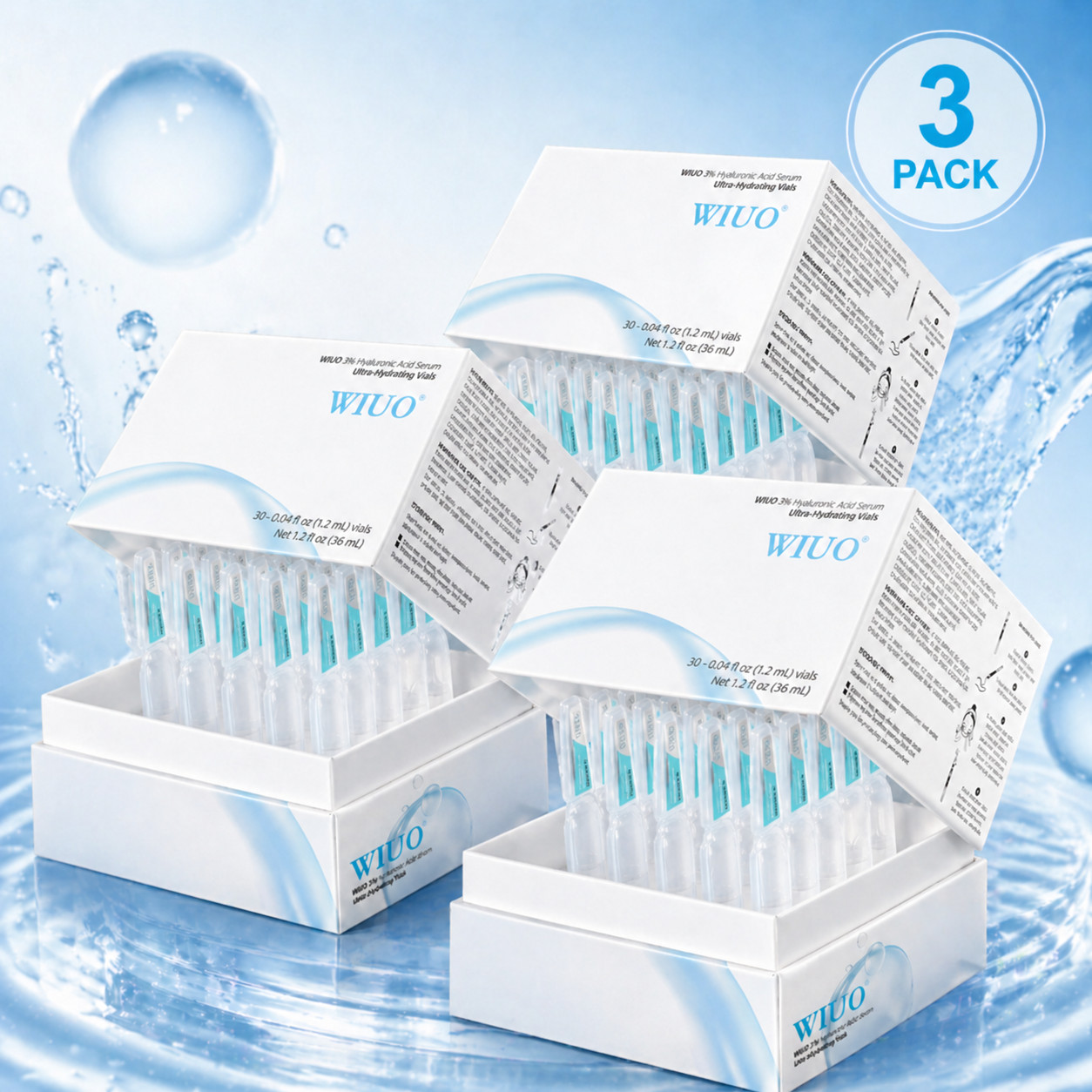 3% Hyaluronic Acid Serum-Anti-Aging & Hydrating, 90 PCS for Dry & Sensitive Skin