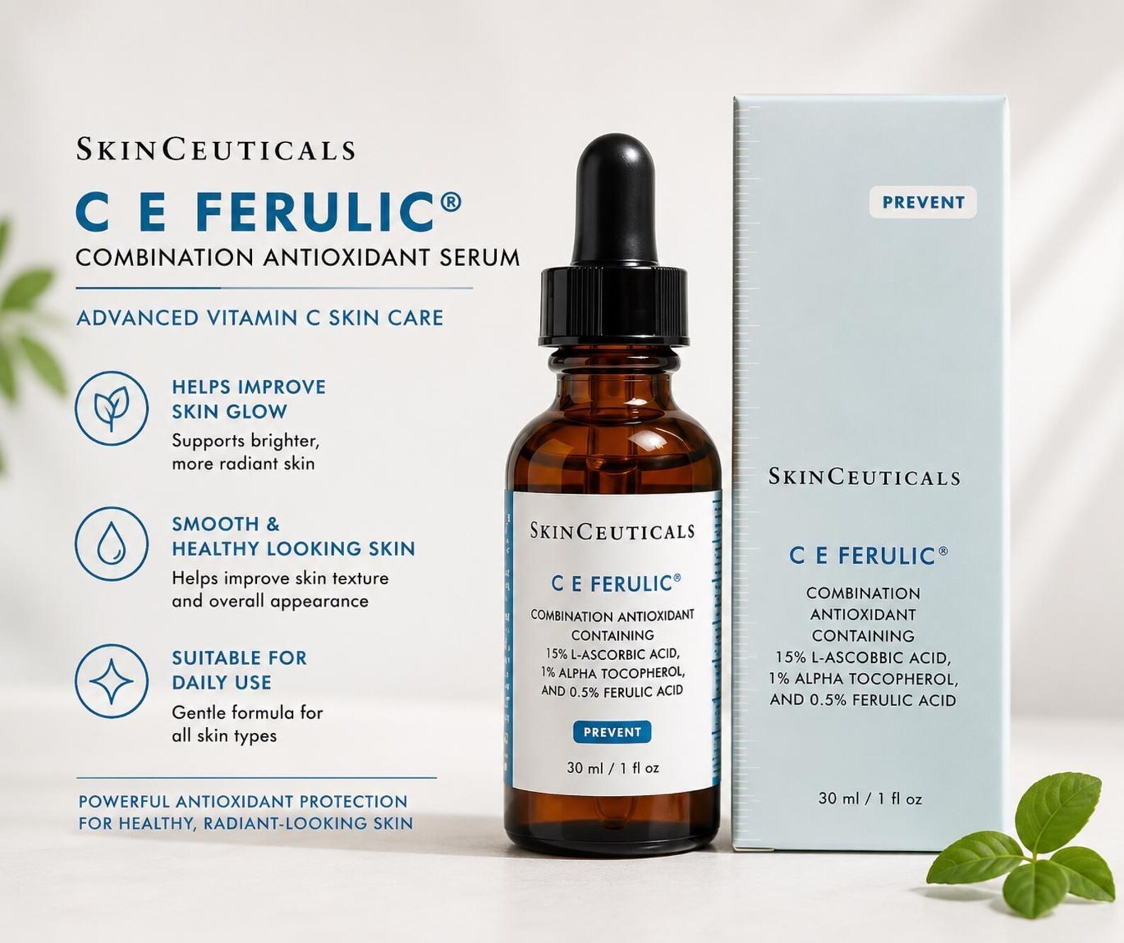 SkinCeuticals C E Ferulic With 15% L-ascorbic Acid Serum – 1 fl oz- New in Box