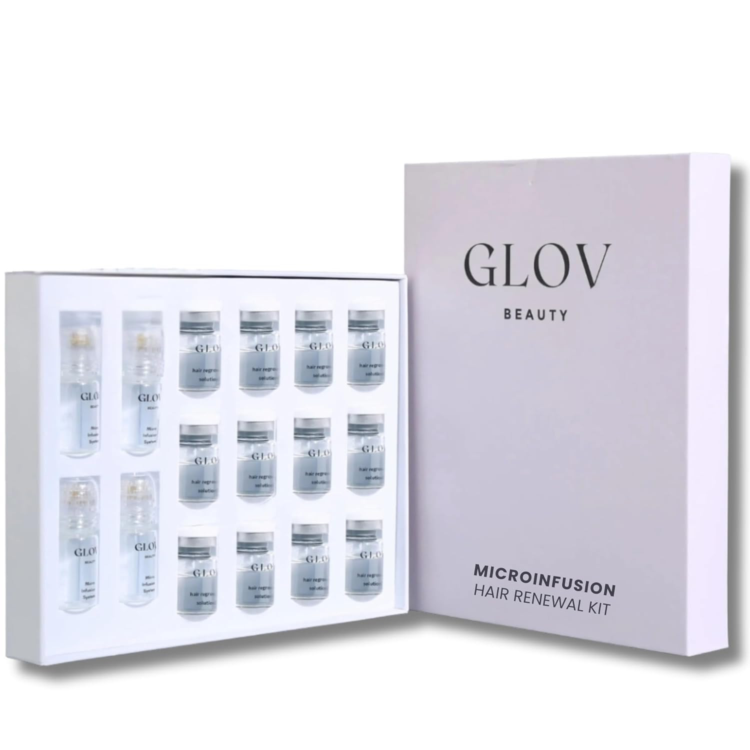 Glov Beauty Micro Infusion Hair Renewal Kit – 0.25mm Gold Derma Stamp with Hyalu