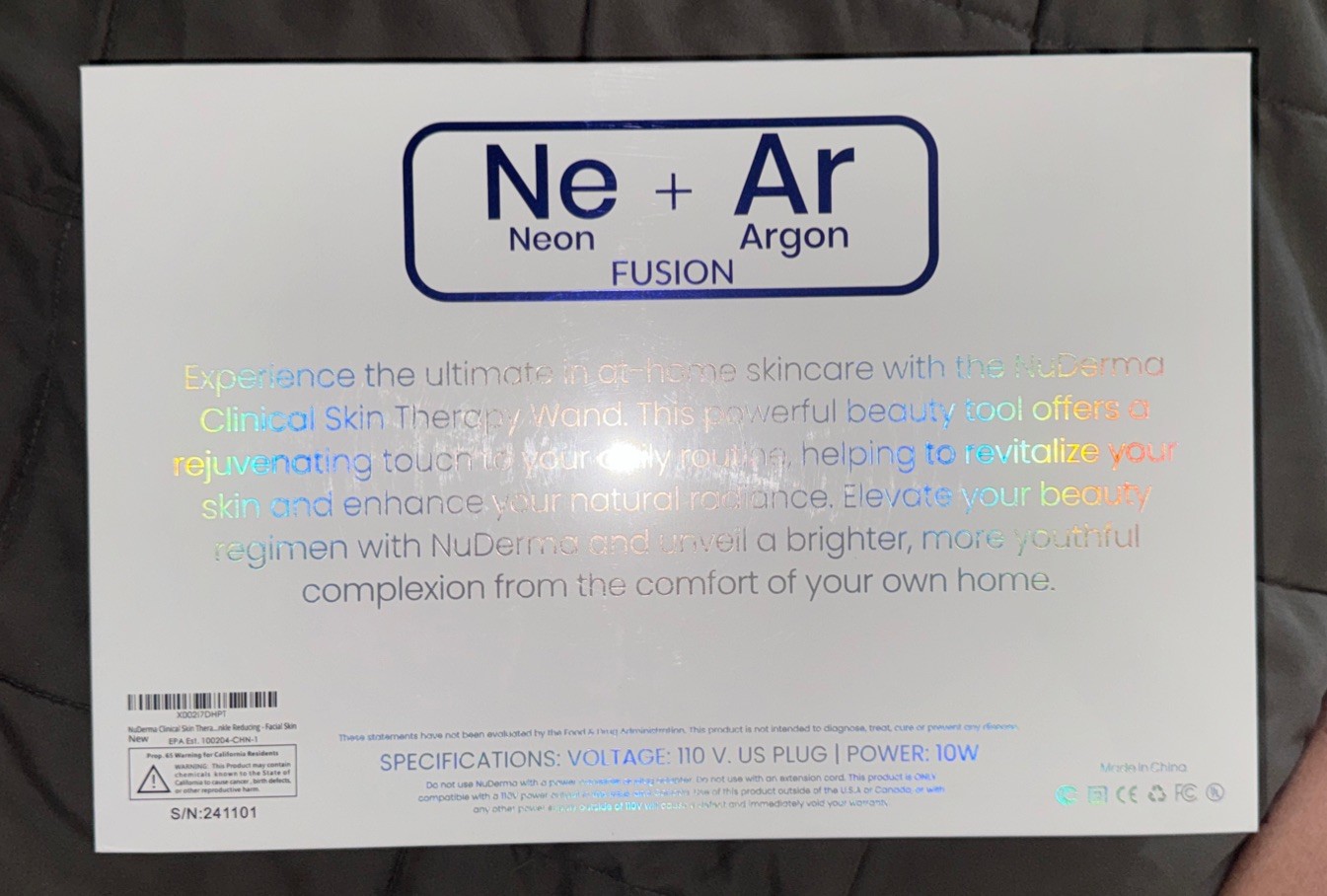 Nuderma Clinical Portable Skin Therapy Wand with 6 Fusion Neon + Argon & Case