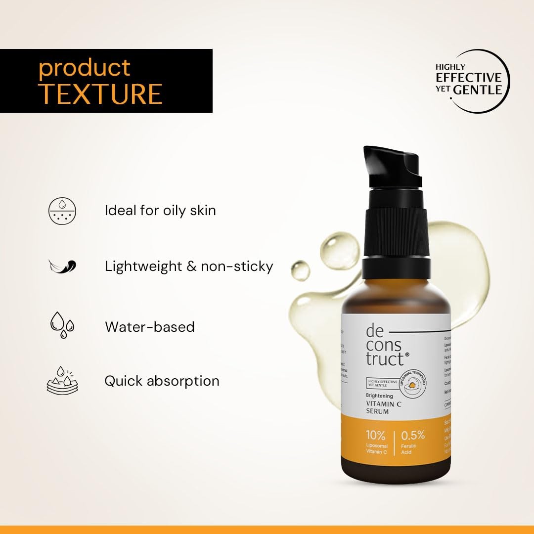 Deconstruct 10% Vitamin C & 0.5% Ferulic Acid, Face Serum For Glowing Skin -30ml