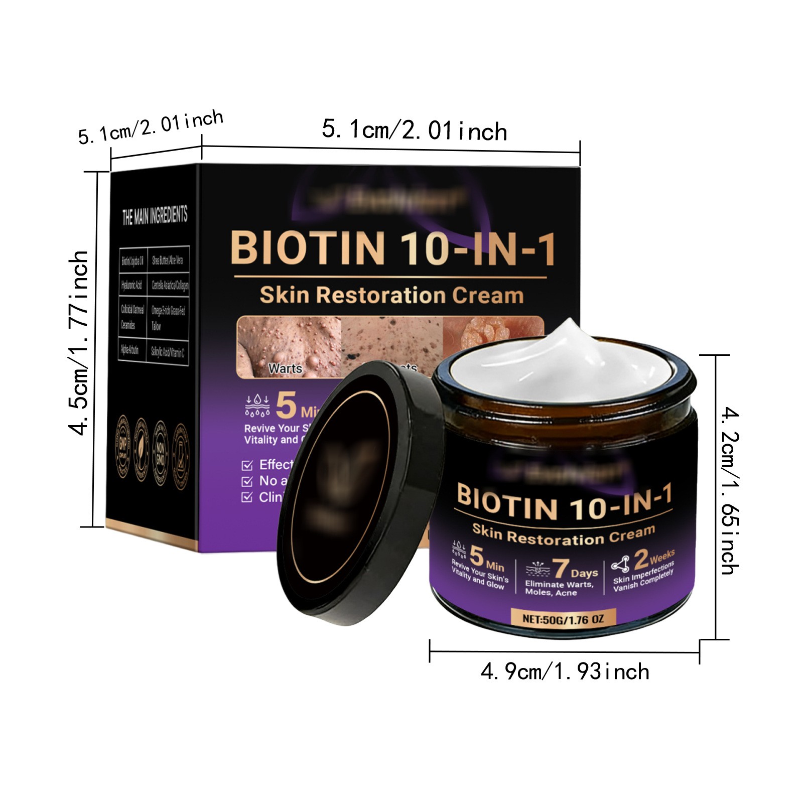 1-3PCS Biotin 10-in-1 Skin Restoration Cream, 2026 New Skin Treatment Cream ~US