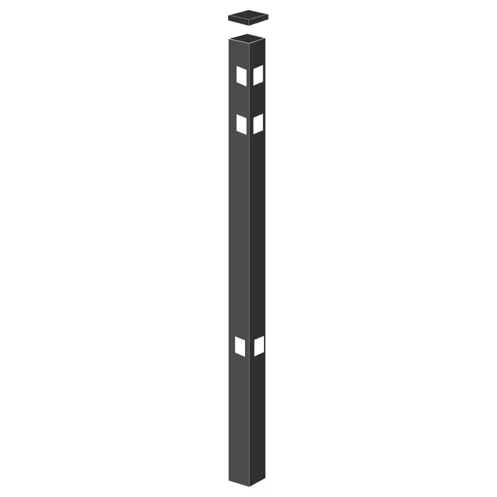 Natural Reflections 2 In. X 2 In. X 4-7/8 Ft. Black Standard-Duty Aluminum Fence