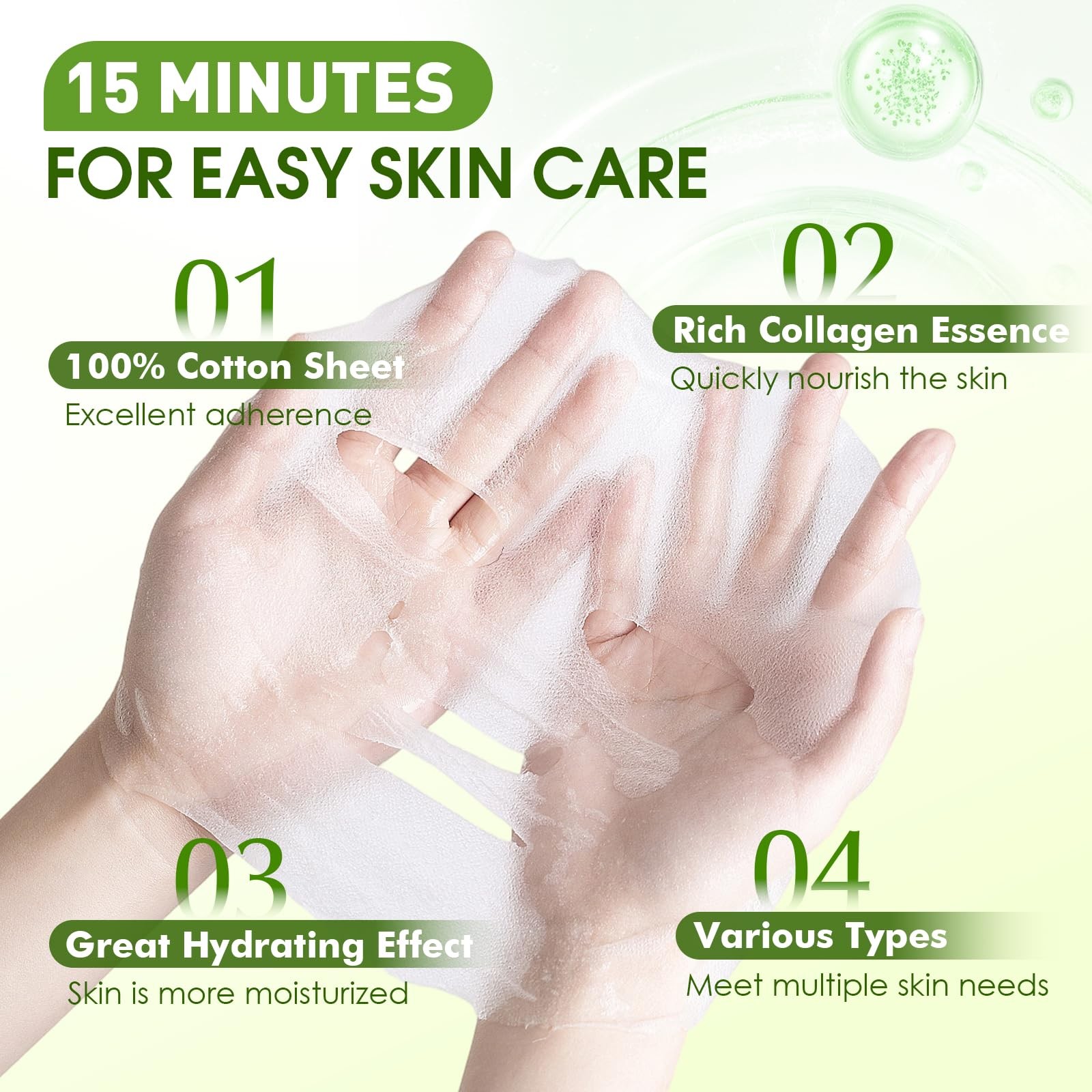 KONEUK 72 Pack Bulk Hydrating Face Masks Skincare, Collagen Sheet Face Mask f…