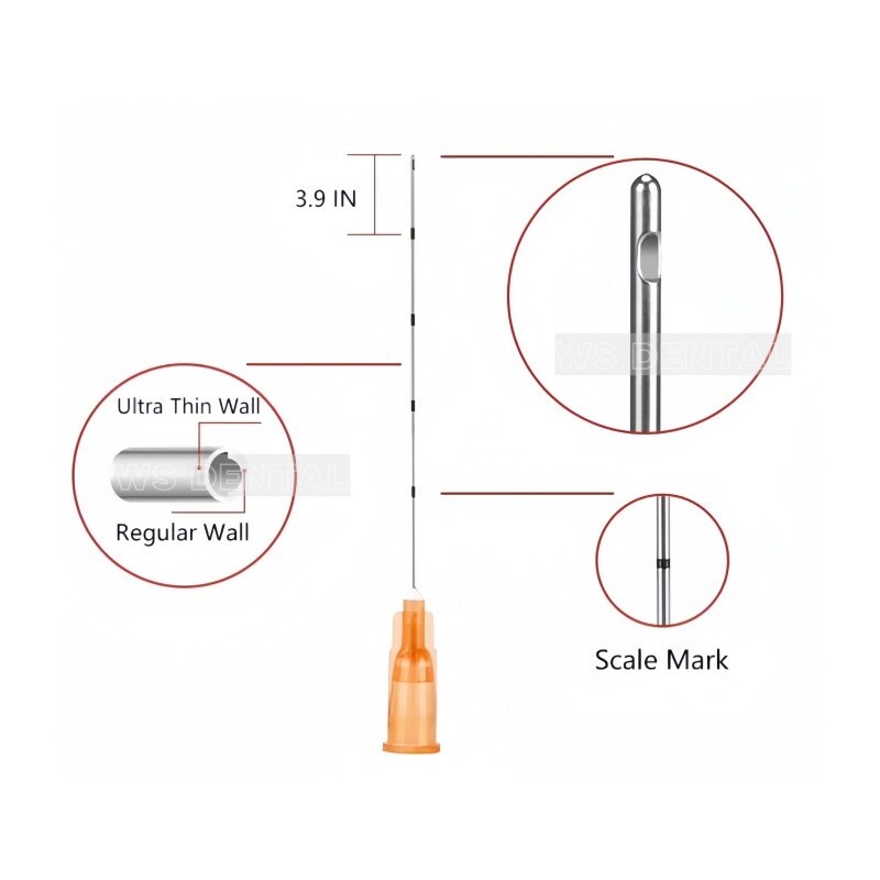 Newest Micro Cannula with Puncture,Blunt Tip for Filler 18g/22g/23g/25g/27g/30g