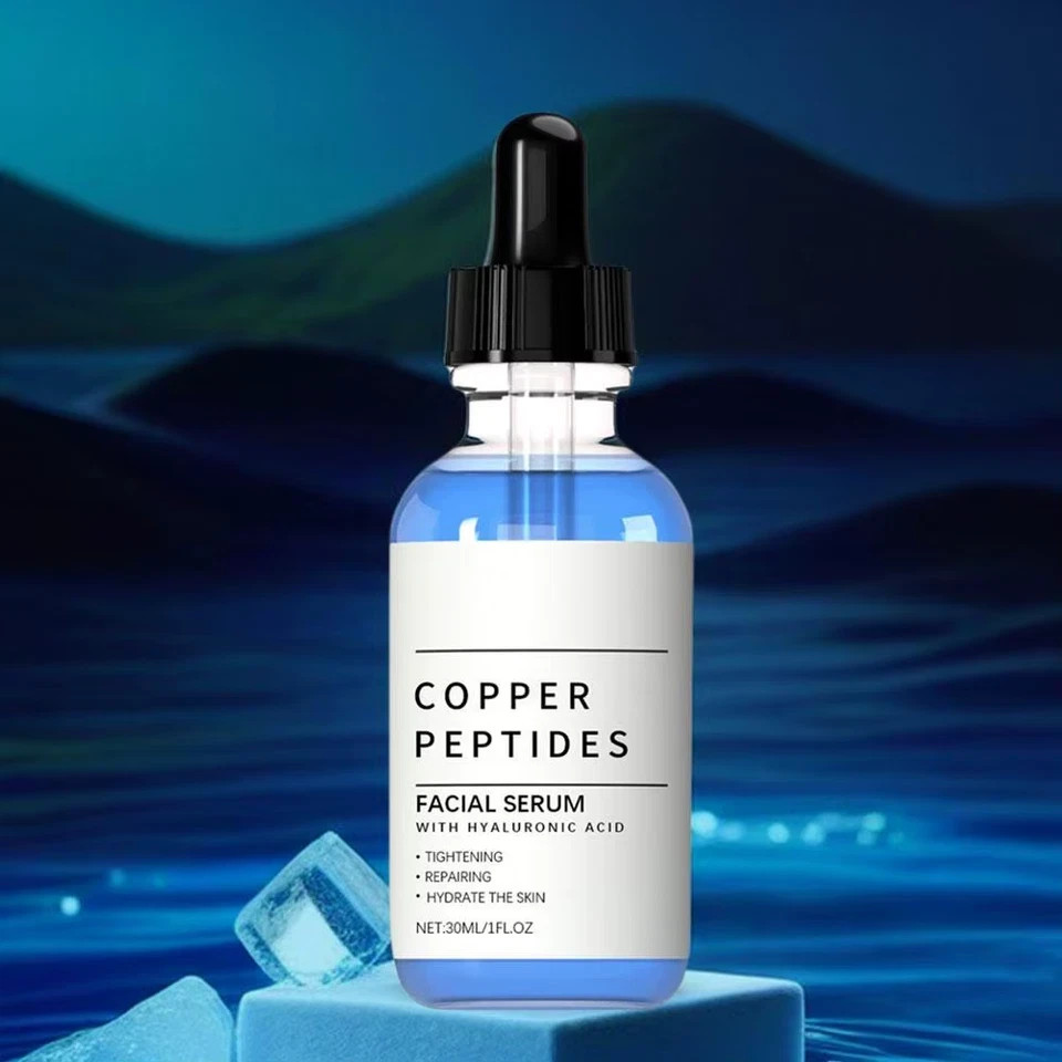 Copper Peptides Facial Serum with Hyaluronic Acid Hydrates and Moisturizes Stren