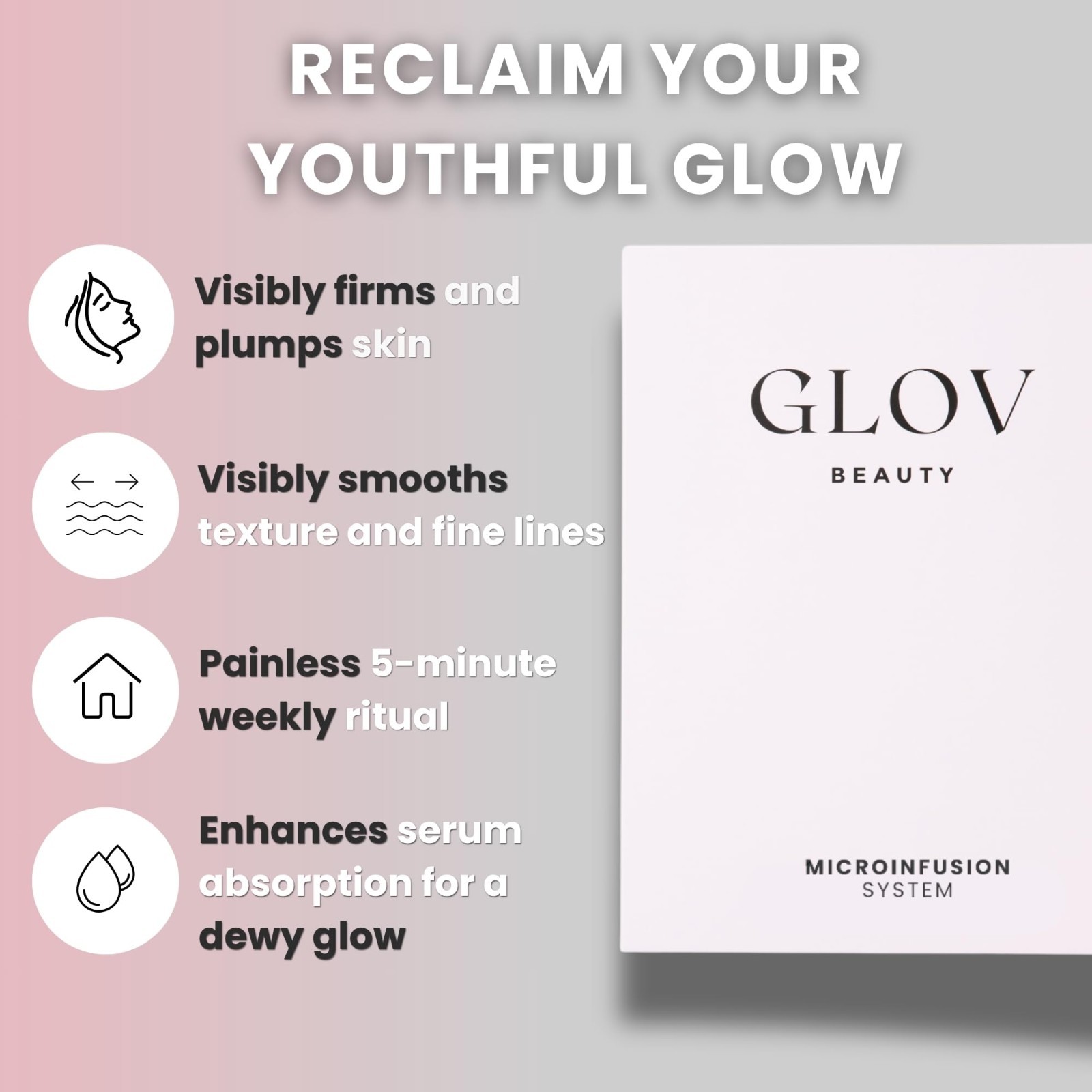 NoBox 4-vial GLOV Beauty Infusion Anti-Aging Solution Serum for Face Lips