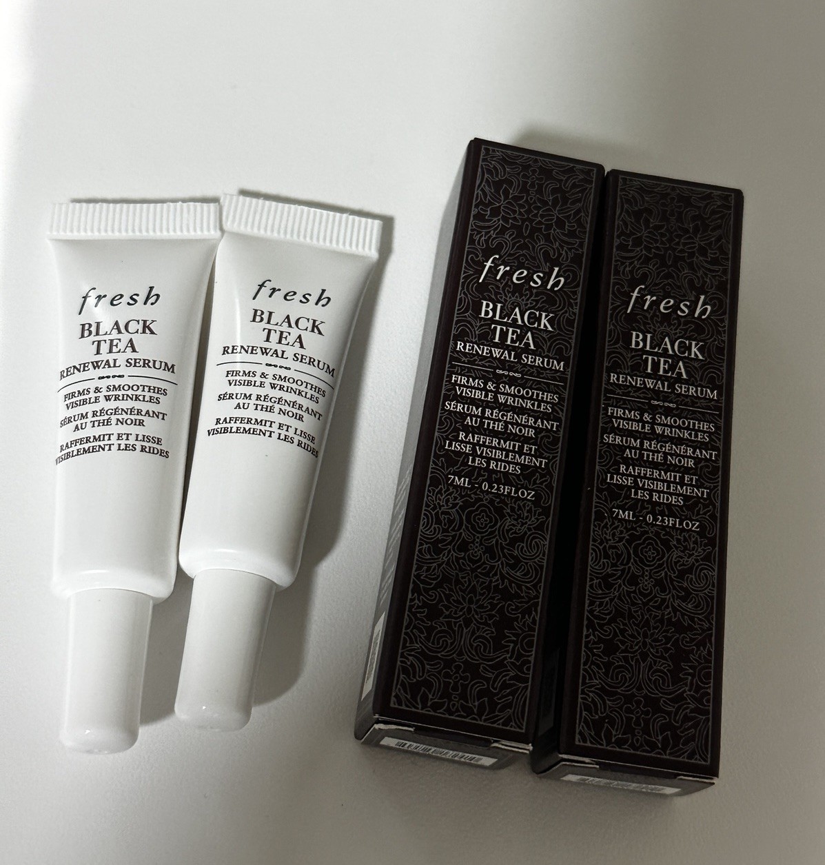 2 x FRESH Black Tea Renewal Serum Smooth & Firm Wrinkles .23oz/7ml Ea