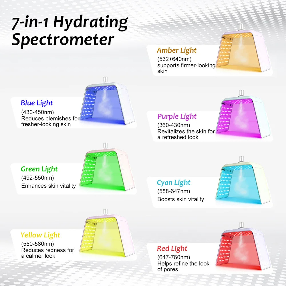 Foldable PDT LED Light Therapy Facial Steamer Redness Remover Skin Care Machine